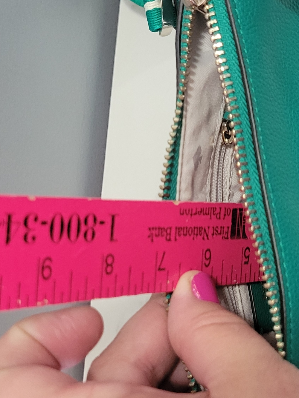 Kate Spade Teal Pebbled Leather Crossbody with Striped Strap - Picture 8 of 10